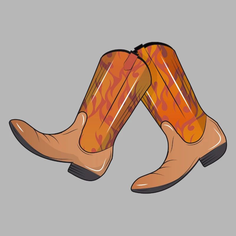 extravagant western boots with flame pattern
