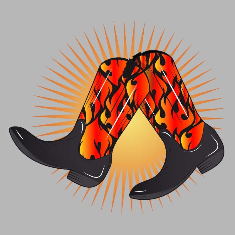extravagant western boots with flame pattern