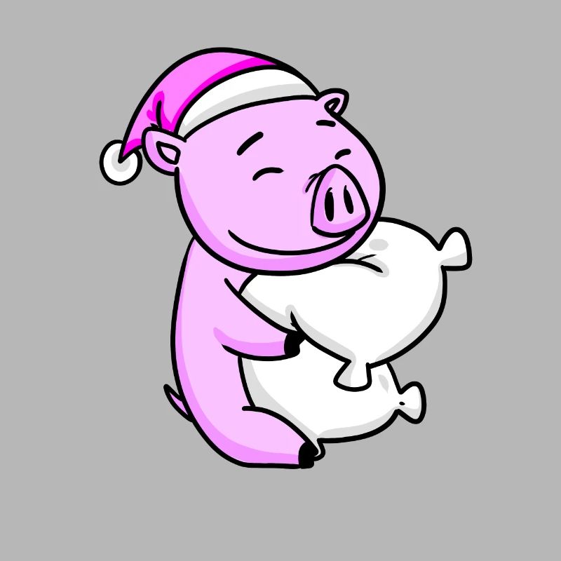 Cochon avec oreiller et bonnet de couchage