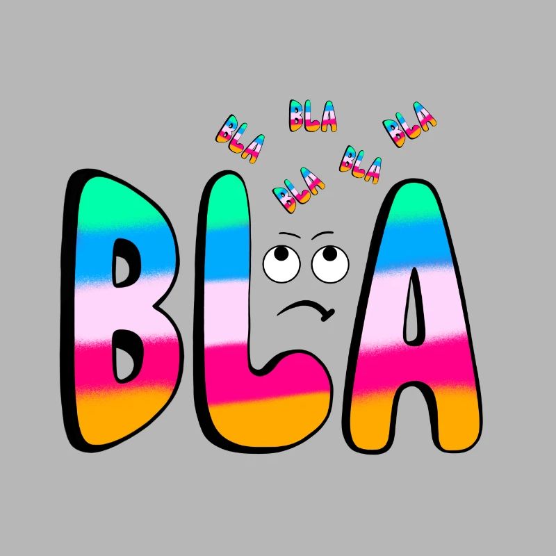 BLAH BLA BLA Rainbow font on black