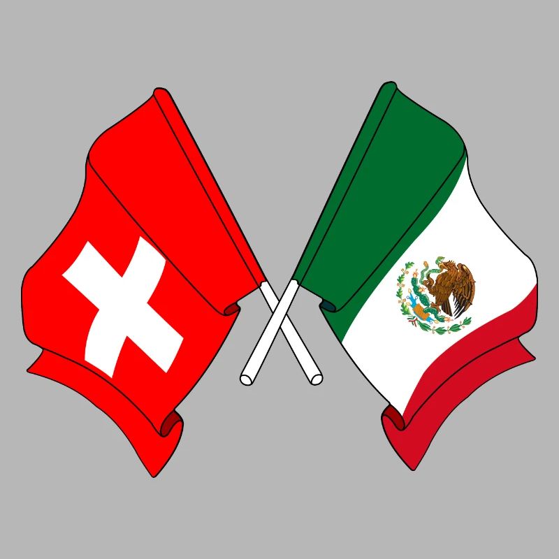 Drapeau de la Suisse et drapeau du Mexique