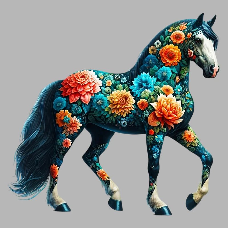 Cheval décoré de fleurs
