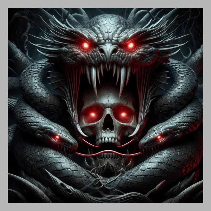 Crâne dévoré par les serpents