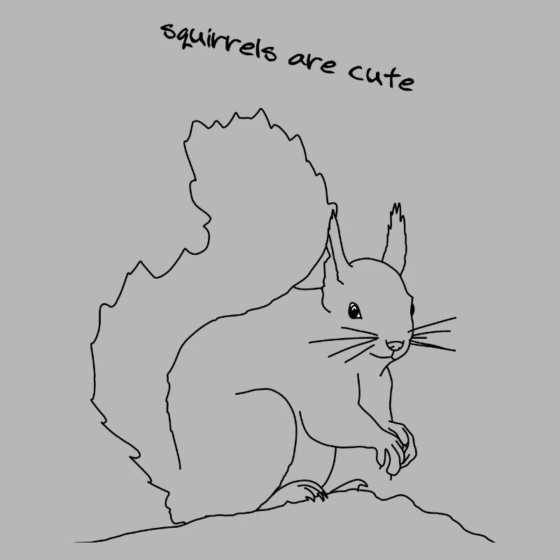 Squirrel cute, lineart