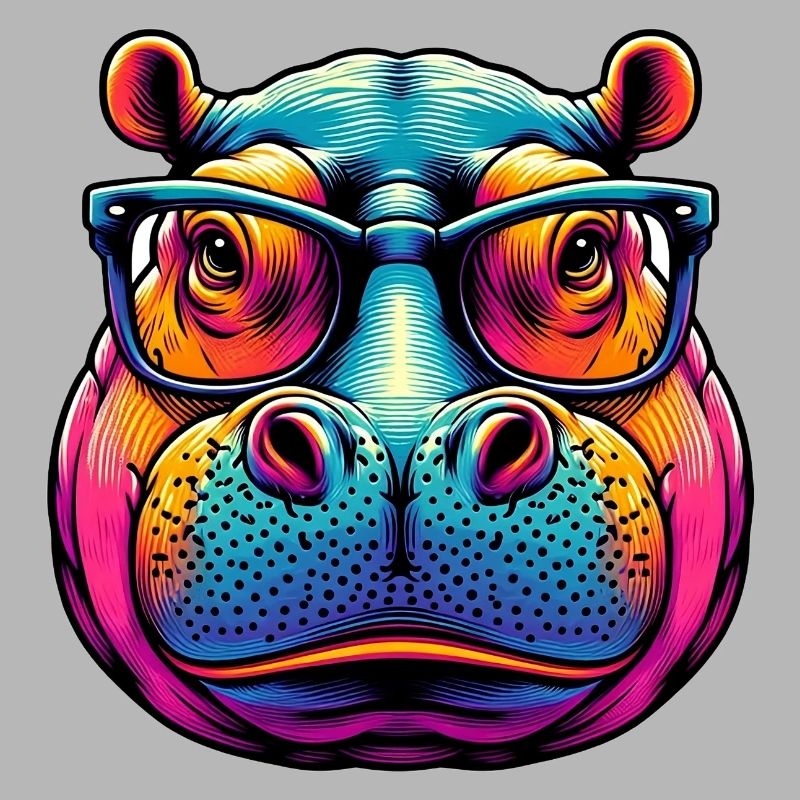 Nilpferd mit Brille