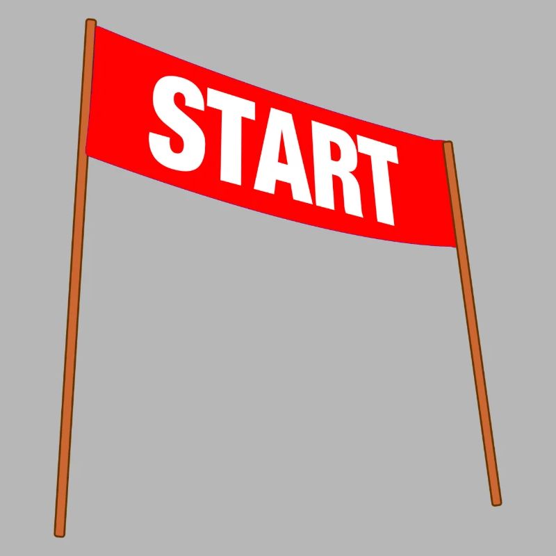 Red banner with START – Ready for the start!