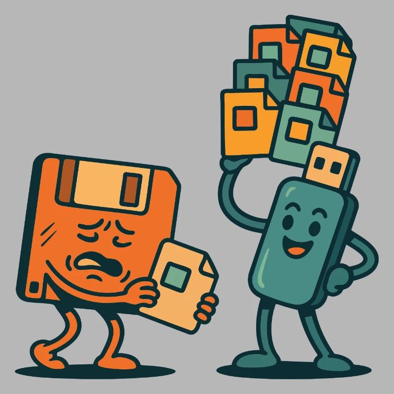 Floppy Disk vs USB Drive Retro Tech Sarcasm