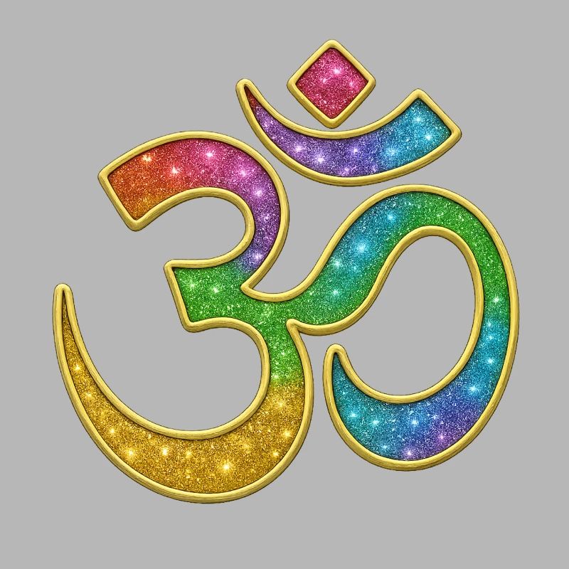 Rainbow Om symbol in glitter design
