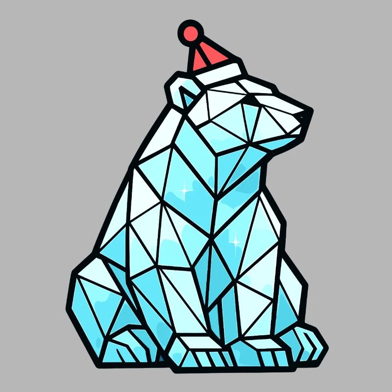 Polygon Eisbär mit Weihnachtsmütze