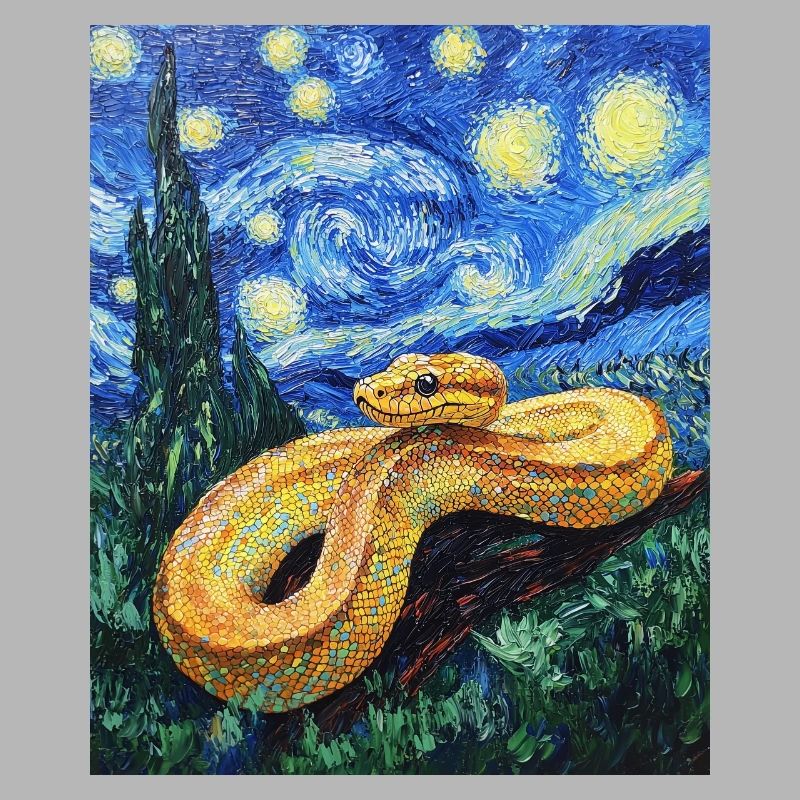 Serpent Python Style Van Gogh Nuit étoilée