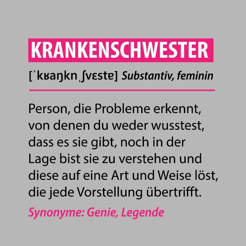 Lustige Krankenschwester Beruf Definition Geschenk