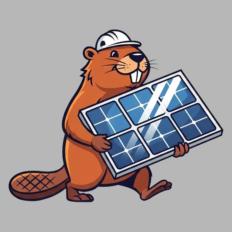 Beaver Installer Solar Panel Engineer Cartoon