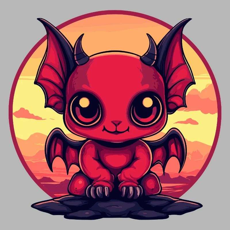 Roter Dämonen-Kobold am Abend