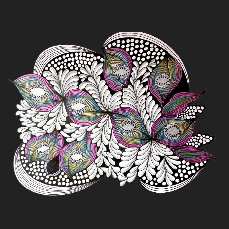 Peacock Feather Doodle Pattern