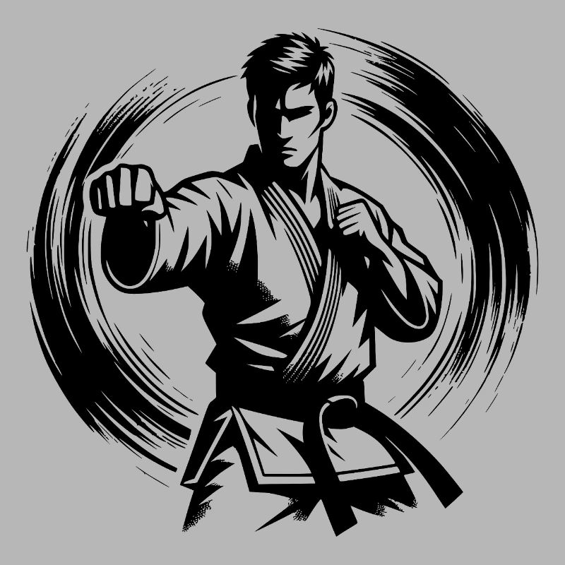 Dynamische Kampfpose Perfekte Karate Silhouette