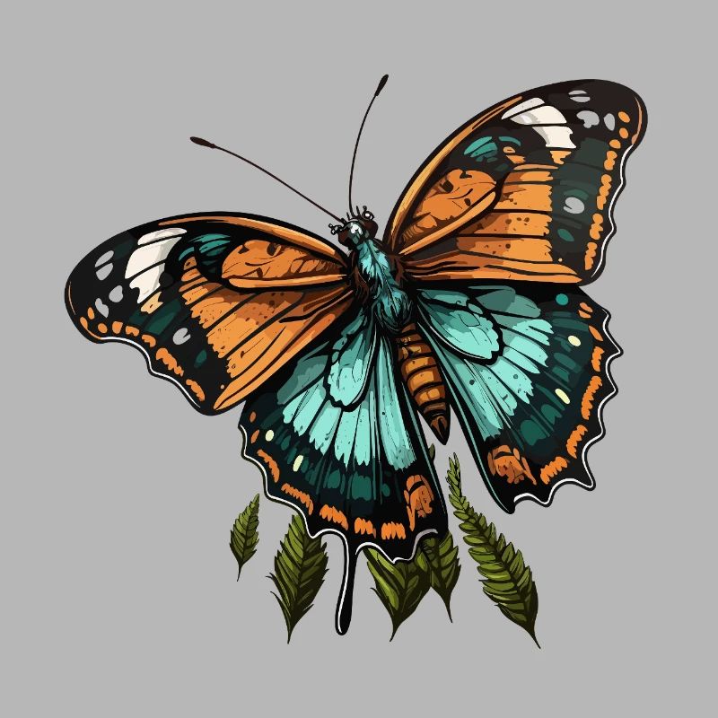 Papillon sarcelle orange