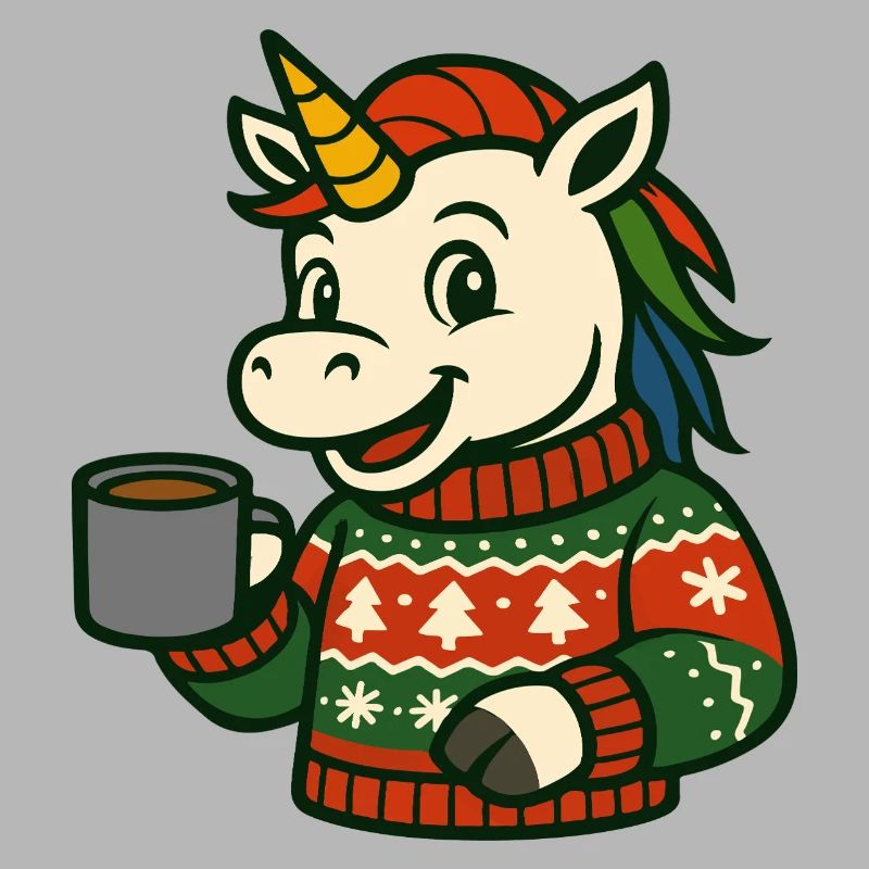 Pull douillet licorne Boisson chaude Art de Noël