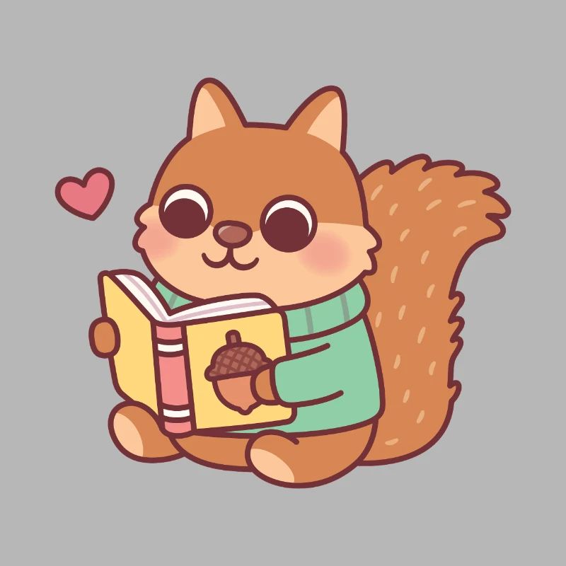 Niedliches Eichhörnchen liest ein Buch