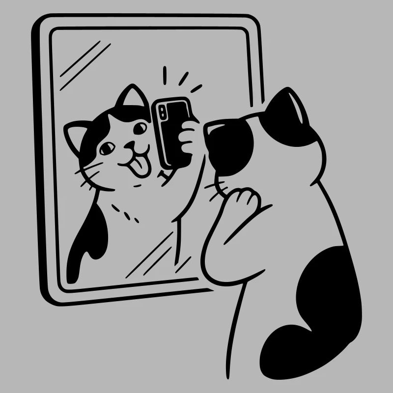Selfie dans le miroir du chat