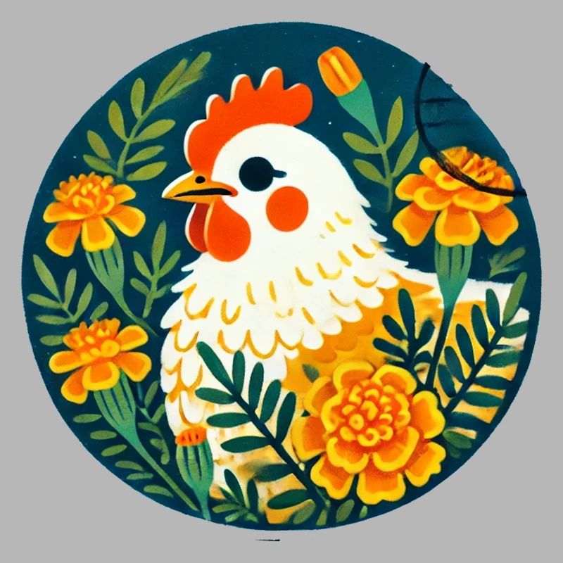 Sonnenhühner zwischen kräftigen Blumen