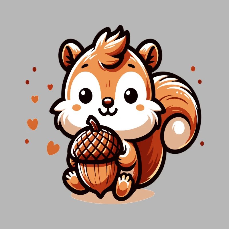 Süßes Eichhörnchen mit Herz-Eichel