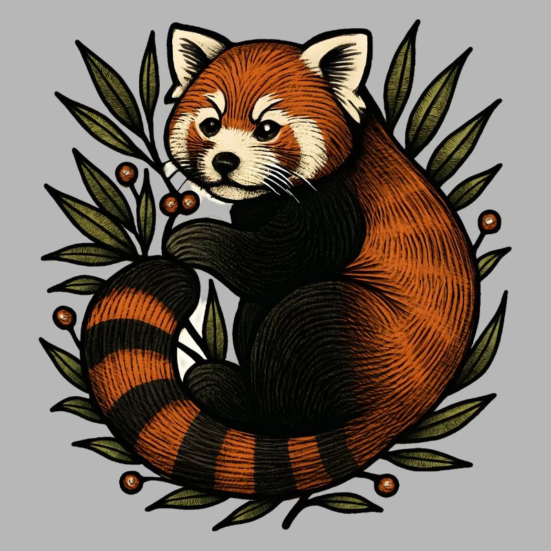 Panda rouge dans le feuillage