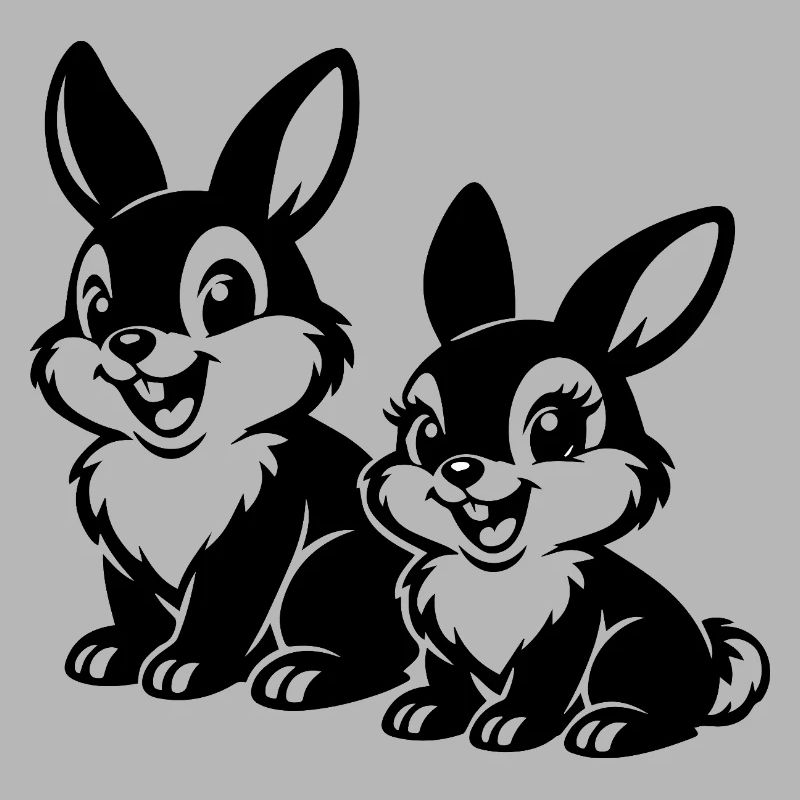 Two Bunnies Line Style