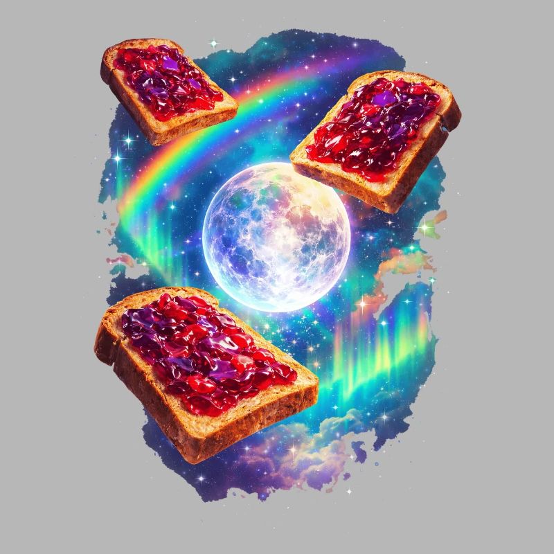 Toast spatial avec arc-en-ciel
