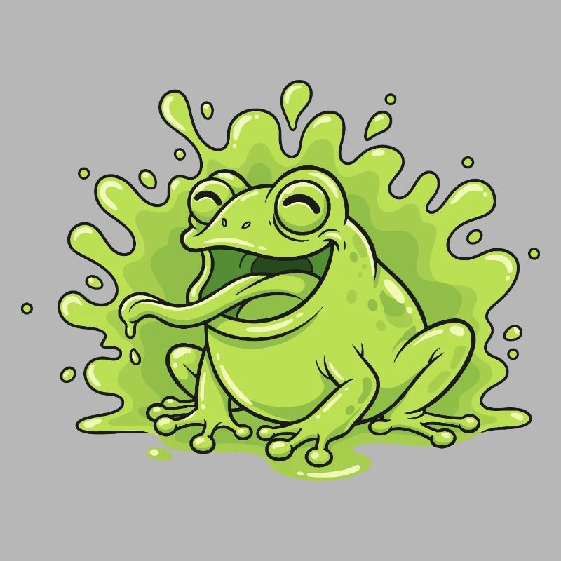 Cheerful Frog in Slime Splash