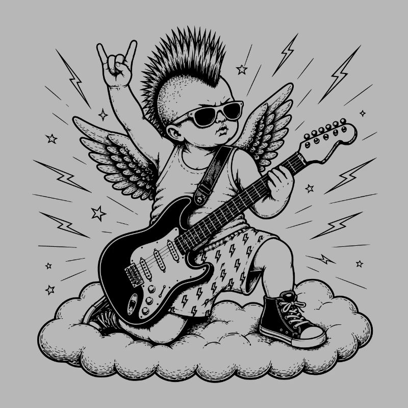 Punk Cherub mit E-Gitarre