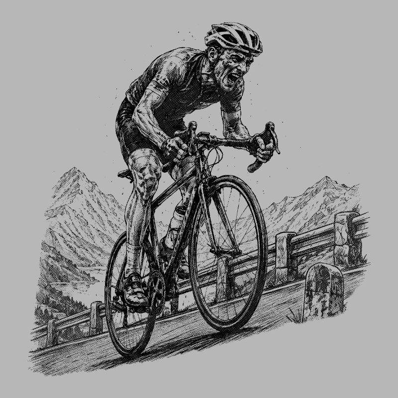 En montée – cyclistes en difficulté avec la montée