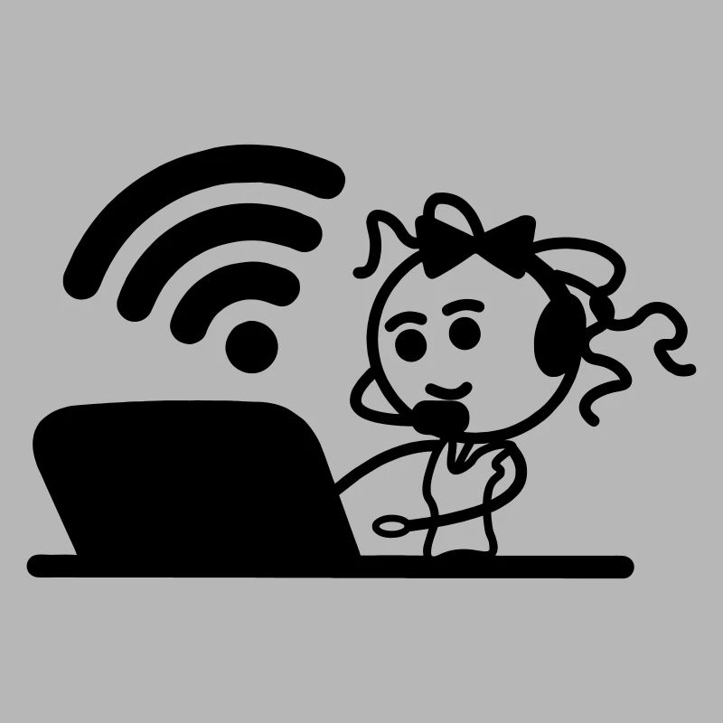Glückliches Mädchen oder Frau auf Laptop-WLAN
