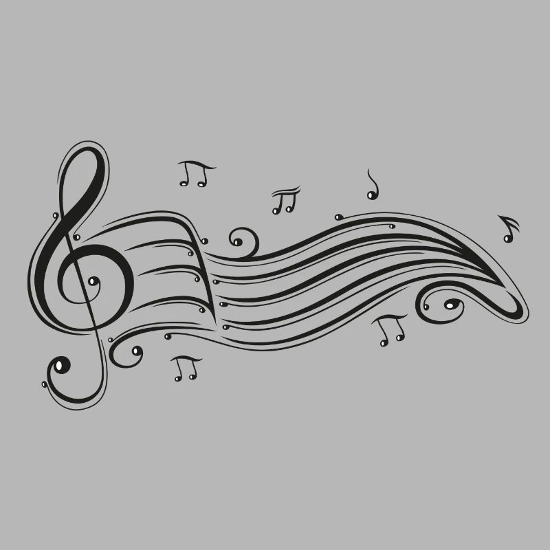 Clef avec partitions et notes de musique.