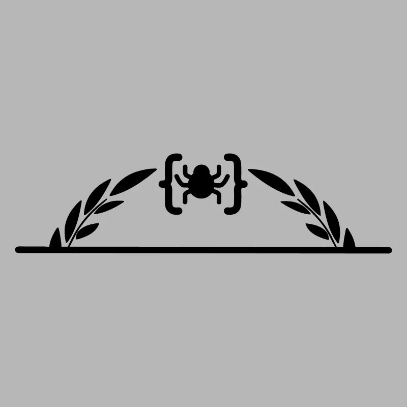 Code-Logo-Spinne im halben Lorbeerkranz