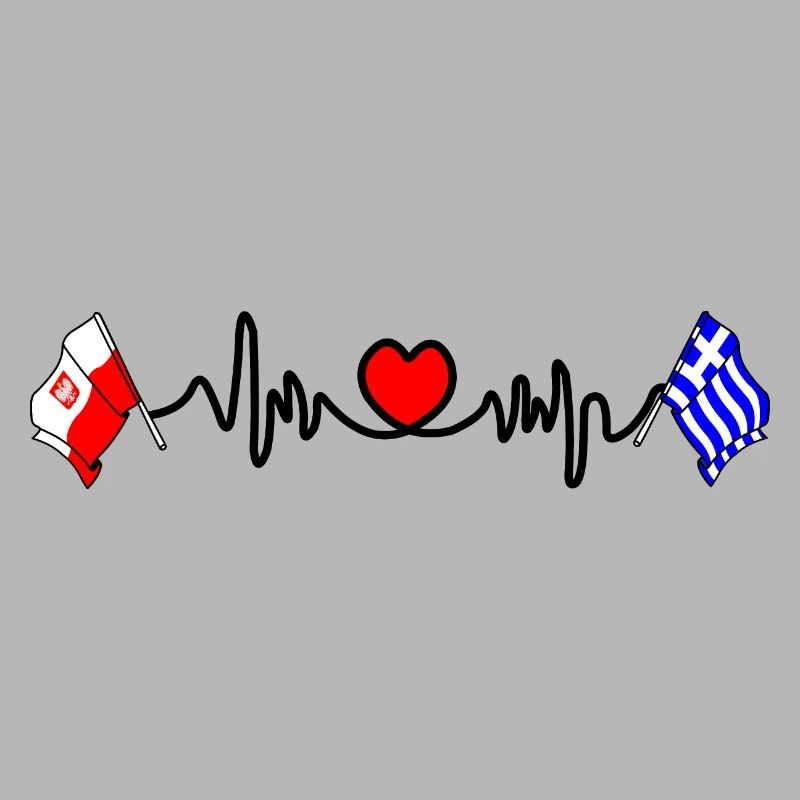 Cardio heart Drapeau Pologne, drapeau Grèce