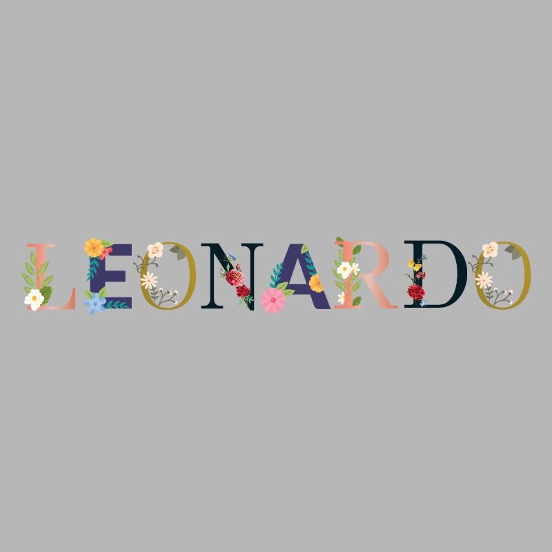 Le nom de LEONARDO décoré de fleurs