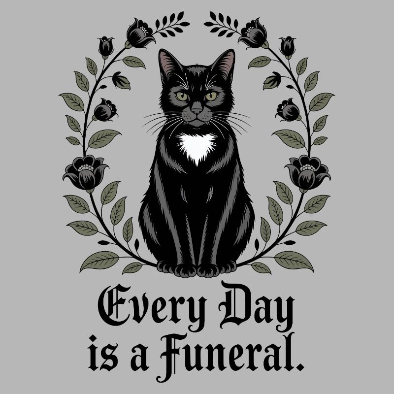 Chat noir élégant avec des fleurs