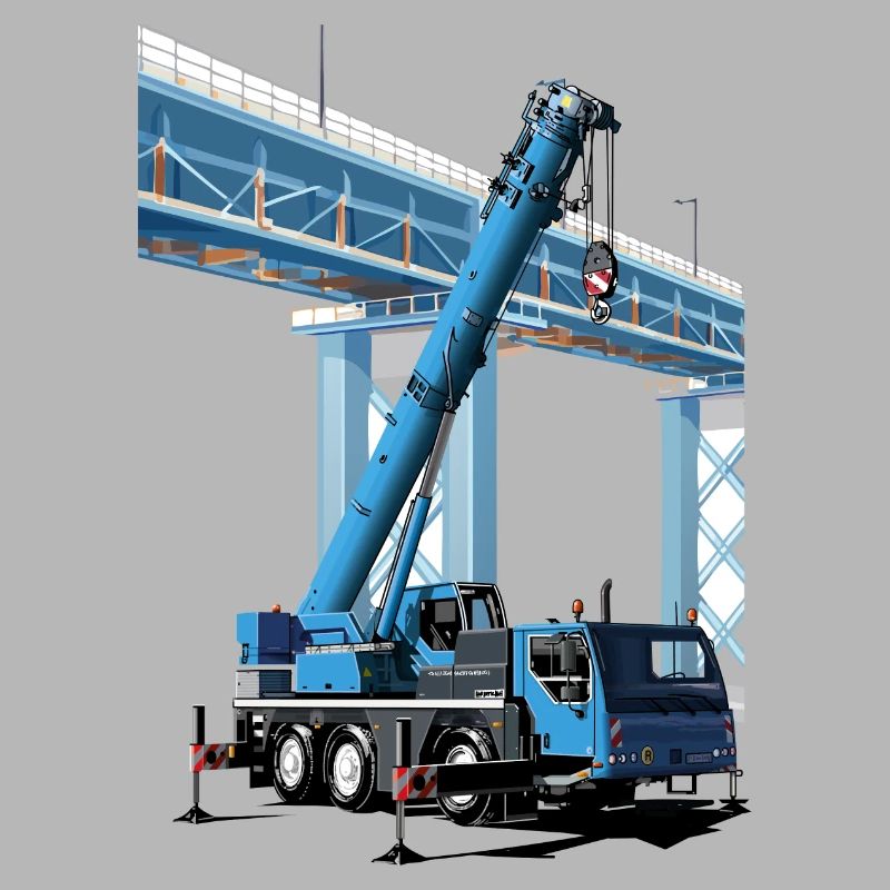 Mobile crane assembles bridge sections