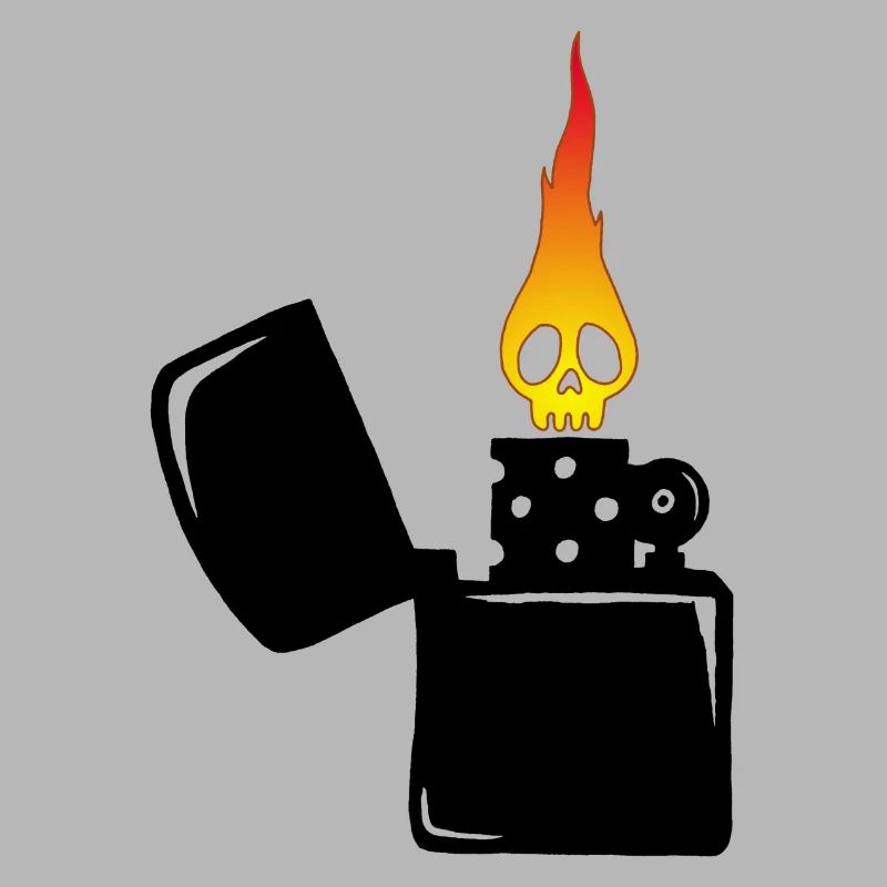 flaming skull and black lighter