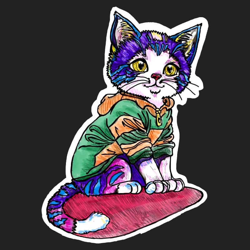 Chat en pull vert