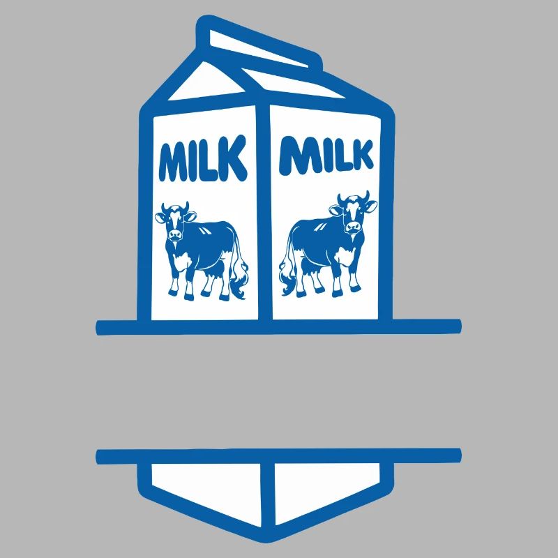Blauer Milchkarton mit Kuh-eigenem Text