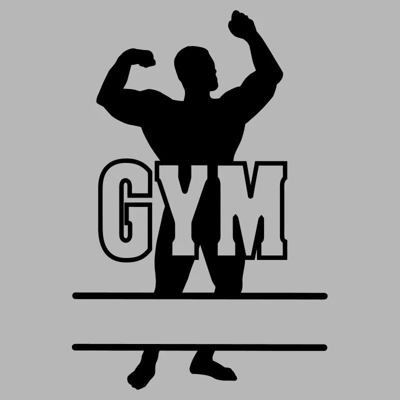 Bodybuilder transparenter Text 'GYM'