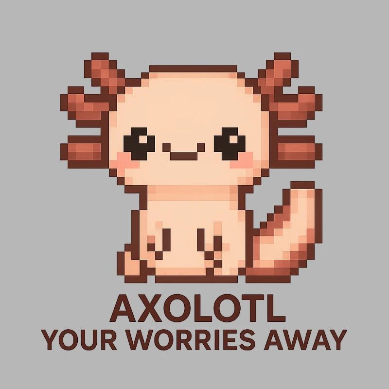Pixel art axolotl avec texte de blague