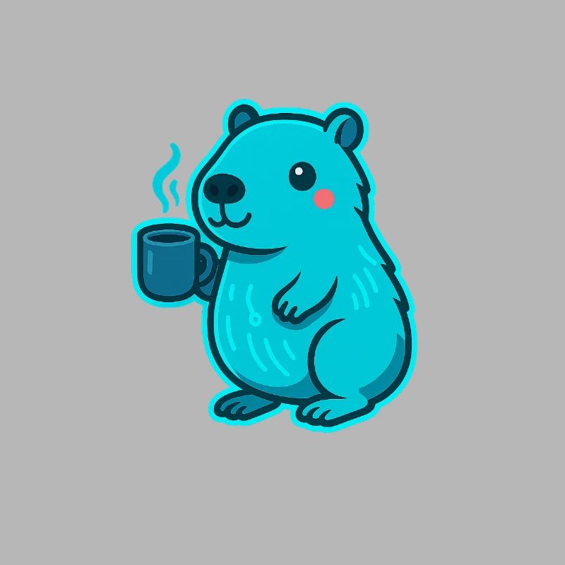 Blauer Capybara mit Kaffee