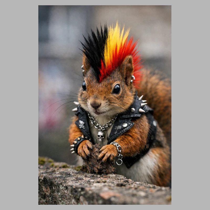 Punk Eichhörnchen mit Lederweste