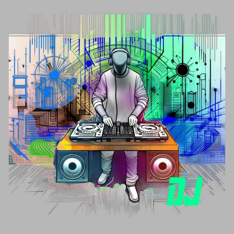 DJ dynamique avec des designs techno colorés