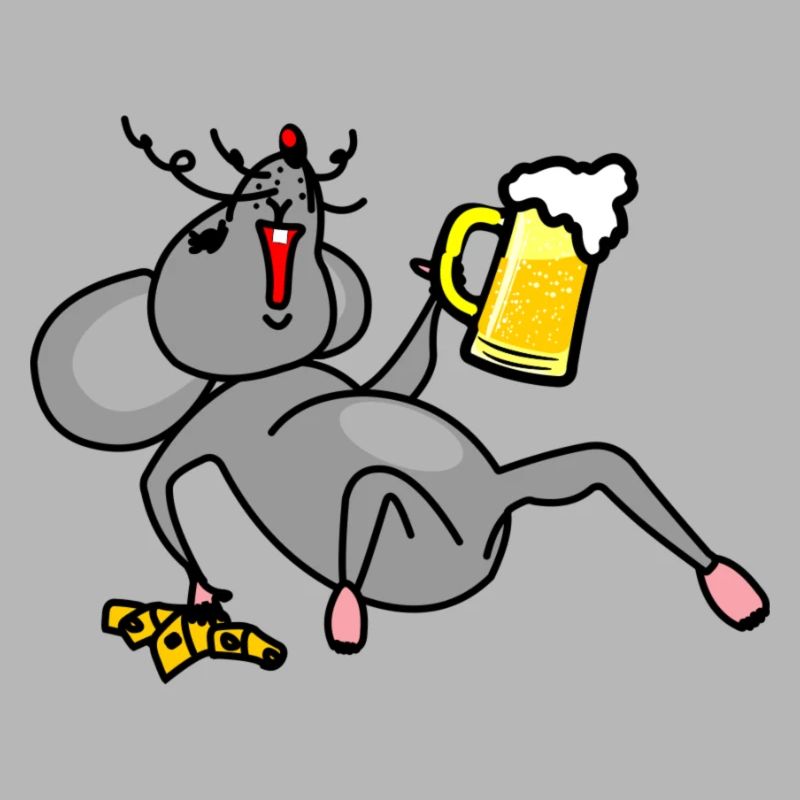 Mouse drunk with beer and cheese