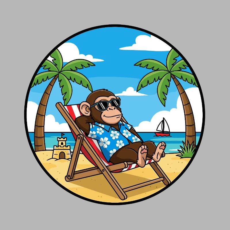 Cool Monkey Beach Vacation Summer Vibes