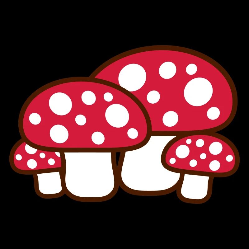 Many Mushrooms Red Dots Pattern Toadstool Fungus