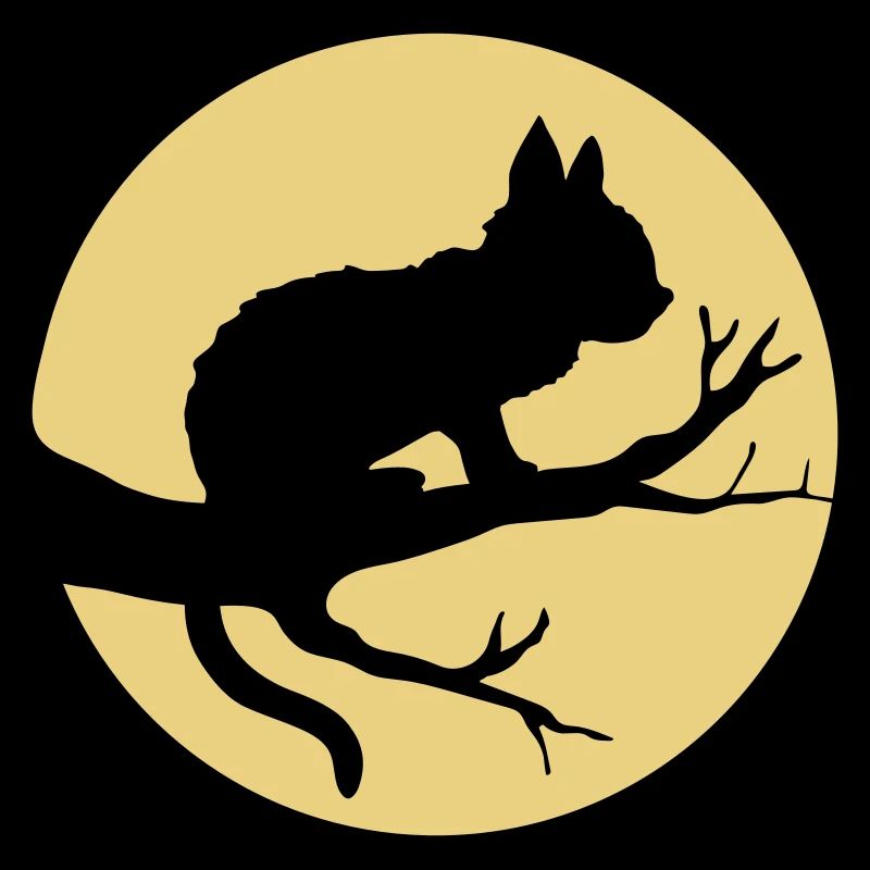 Tree Moon Black Cat